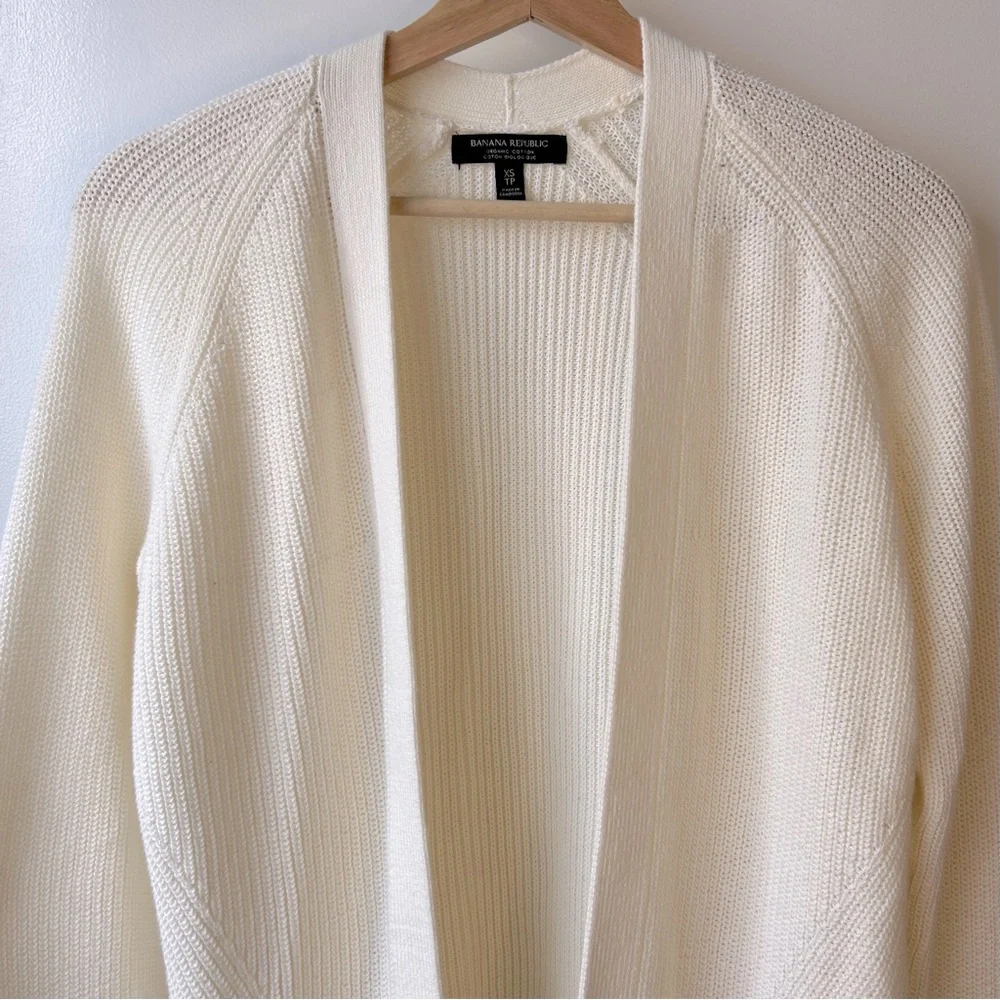 Banana Republic Organic Cotton Open Front Cardigan Cream - Picture 2 of 10